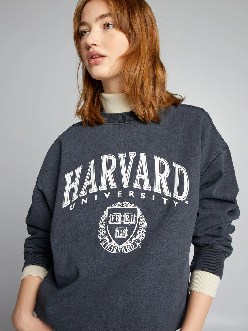 Sweat oversize 'Harvard' à col rond Gris