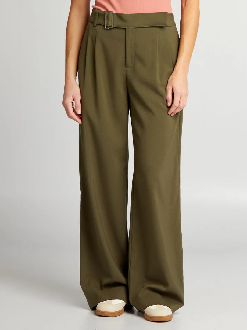 Pantalon large avec ceinture Kaki
