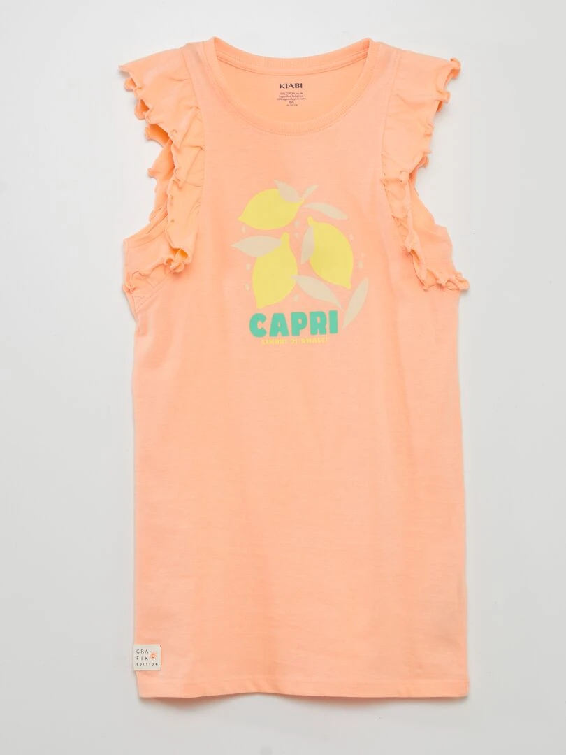 Robe en jersey avec manches volantées   Grafik Edition   Orange