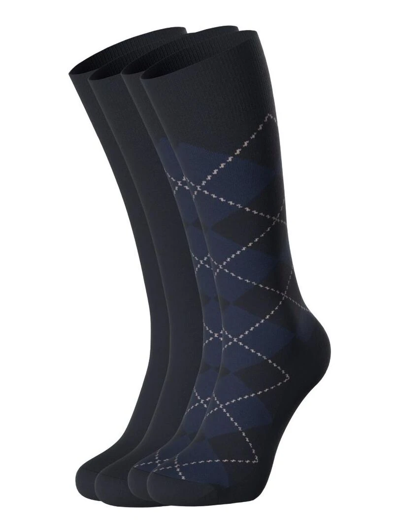 Pack de 2 paires de chaussettes coton unie et argyle Bleu