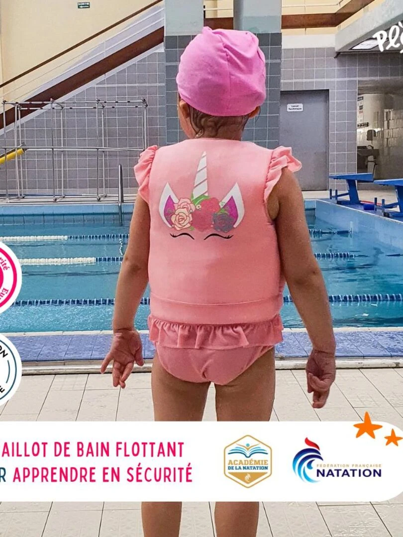 Maillot de Bain Rosy Enfant avec Flotteurs   Accessoire de Natation Fille   Rose pâle