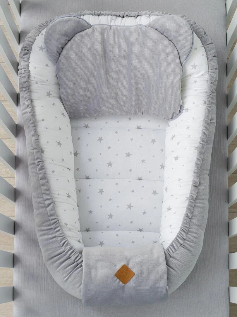 Cocon bébé matelassé velvet   nid réducteur de lit  STELLA   Gris