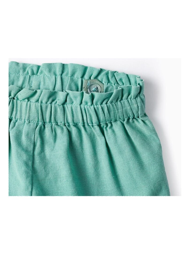 Short En Lin Pour Bébé Fille   Vert