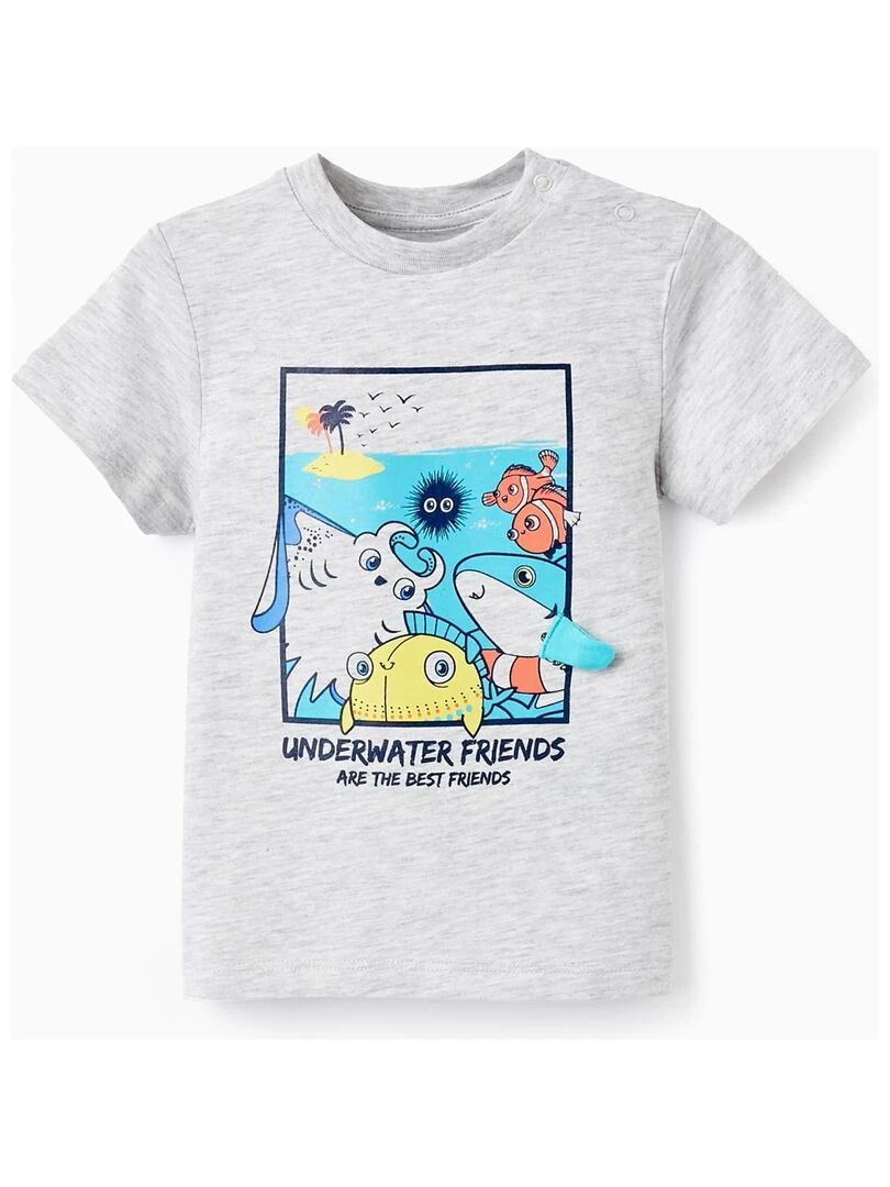 T Shirt En Coton Pour Bébé Garçon 'Amis&Mer' manches courtes AUSTRALIAN SURFING Gris clair