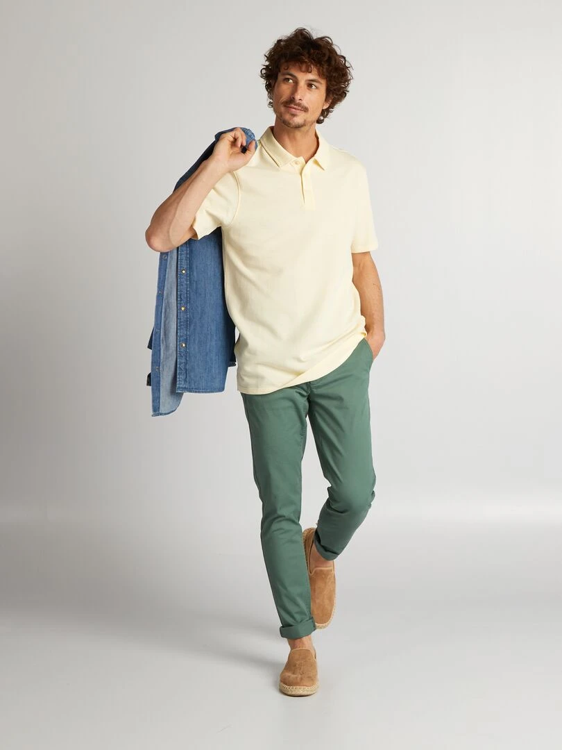 Polo uni texturé Jaune