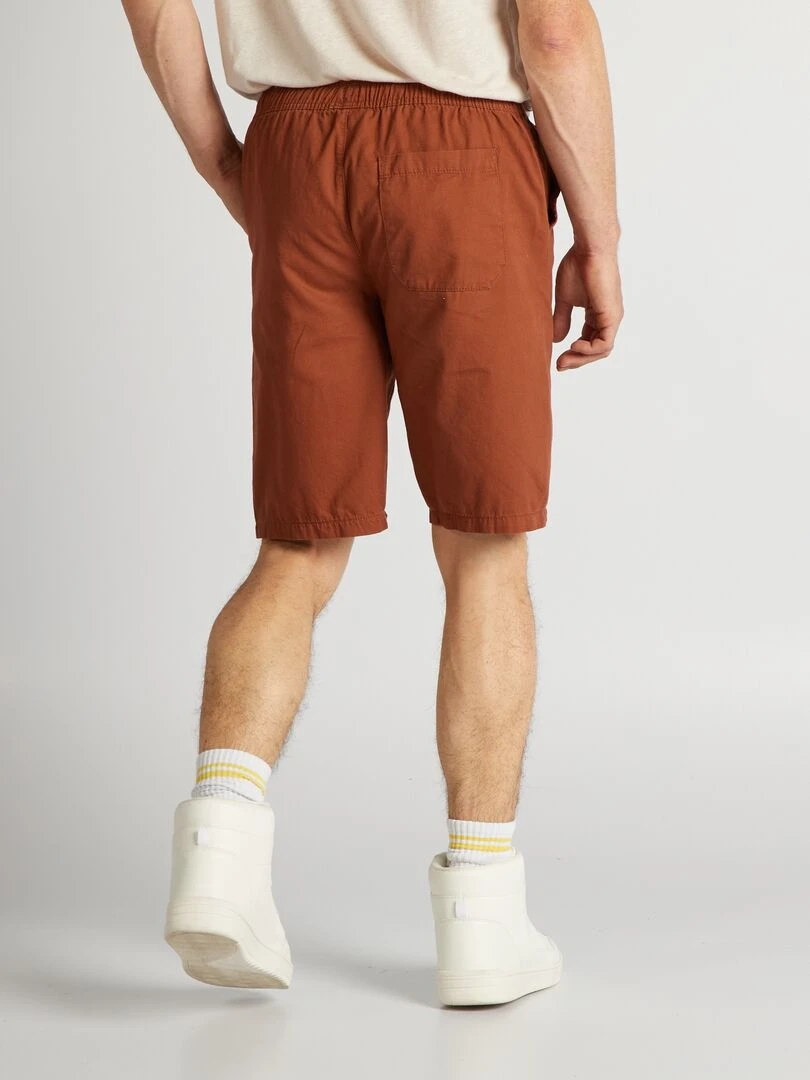 Bermuda chino avec taille élastiquée   Marron