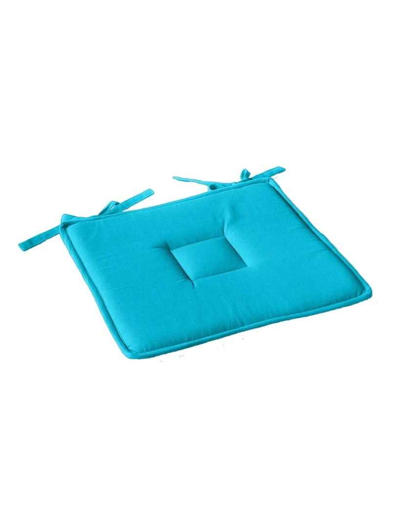 Galette plate unie avec passepoil et nouettes Bleu turquoise