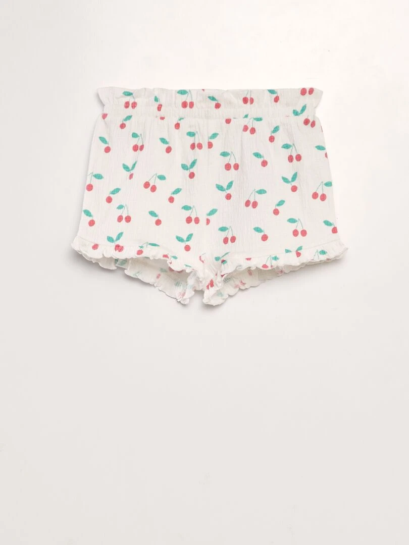 Short à bords volantés Blanc cerise