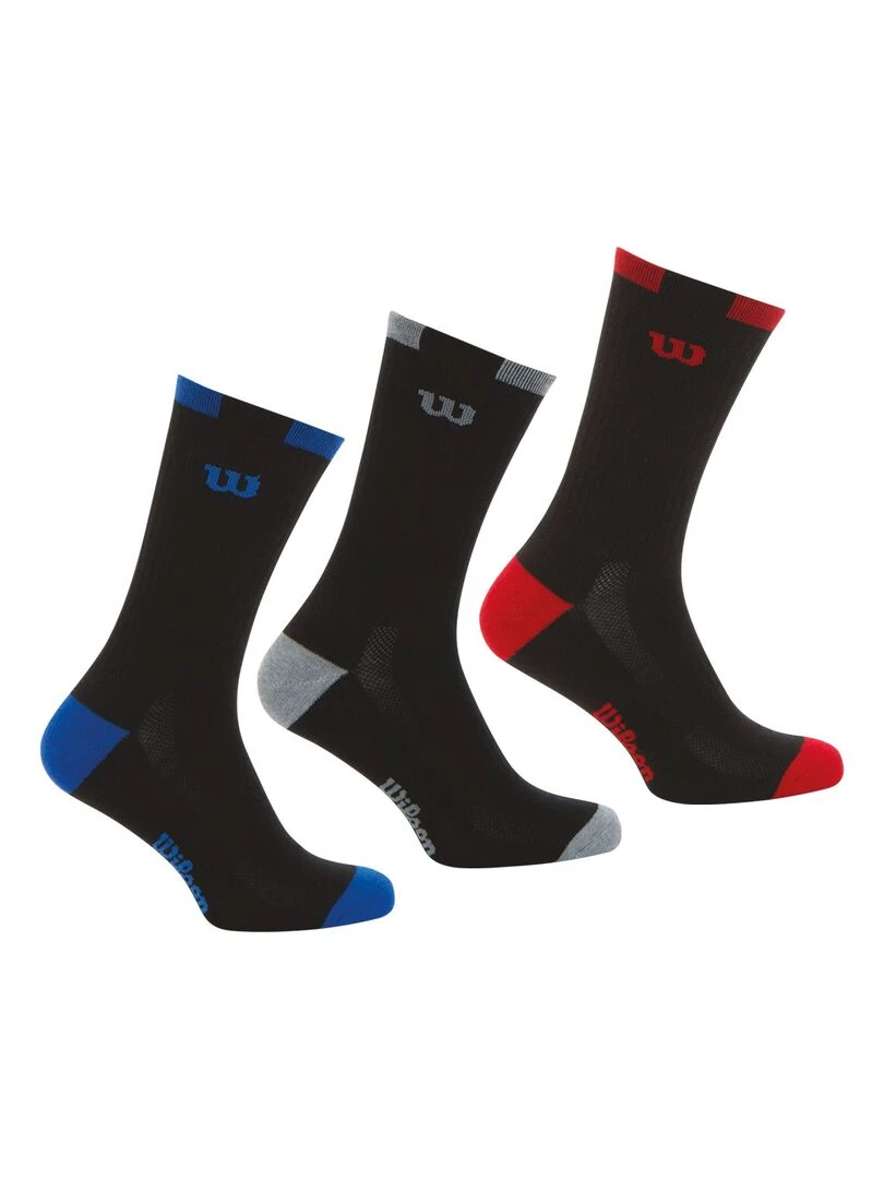 Lot de 3 paires de chaussettes Crew Homme Wilson Noir