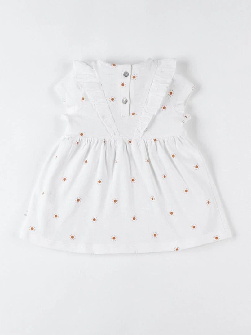 Robe bi matière imprimé soleils  écru/jaune   Noukie's   Beige