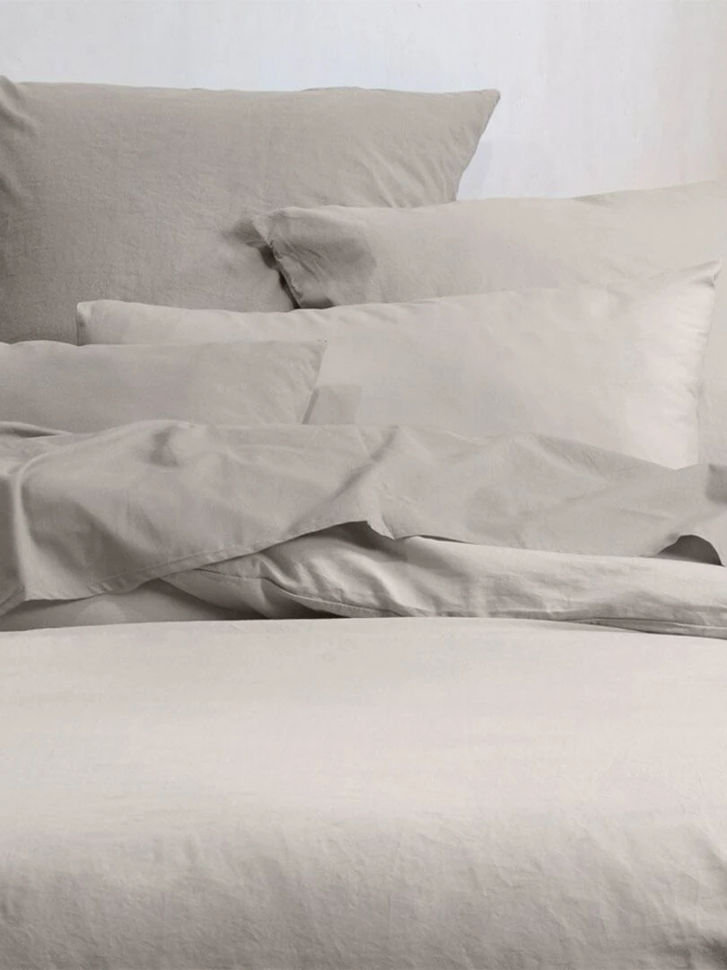 Housse de couette 240x260 Horizon lin 100% coton bio 57 fils   Beige