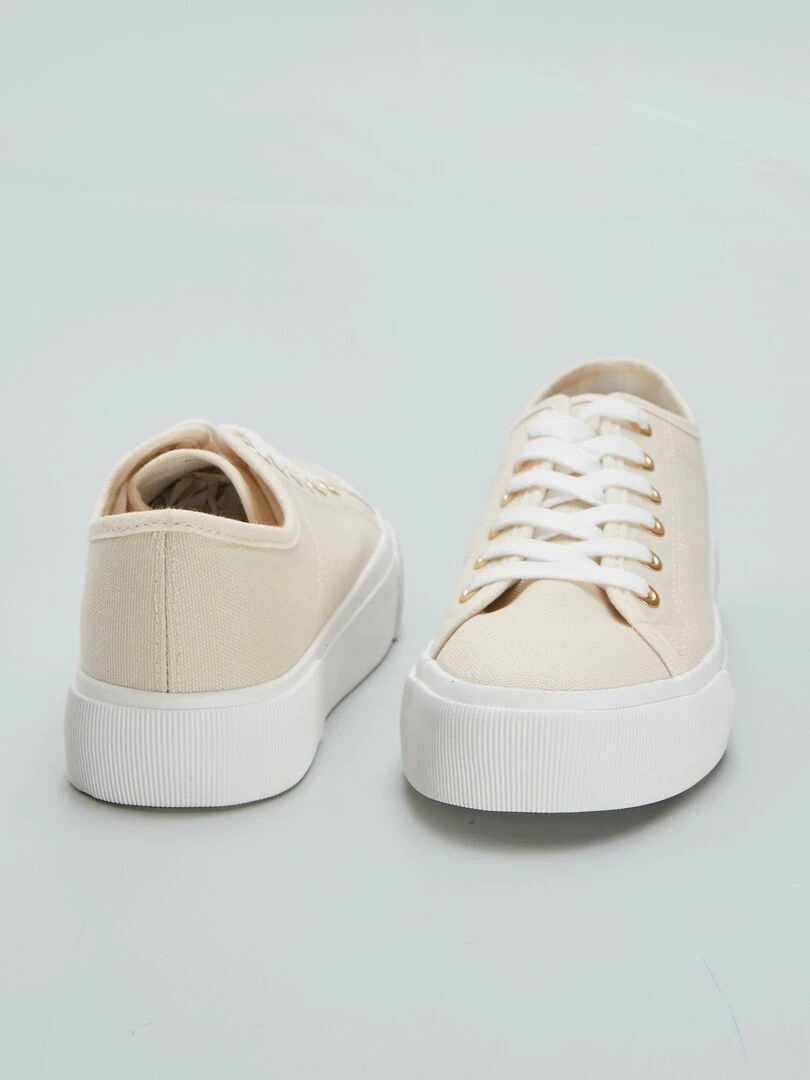 Baskets basses compensées en toile   Blanc
