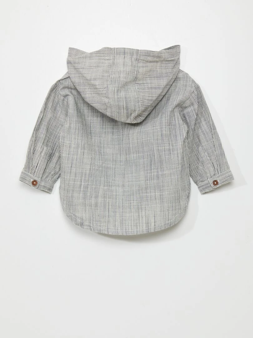 Chemise à rayures avec capuche   Bleu à rayures