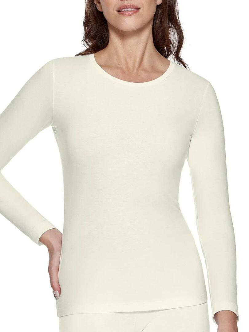 Tricot de peau manches longues laine lyocell Premium Wool Blanc