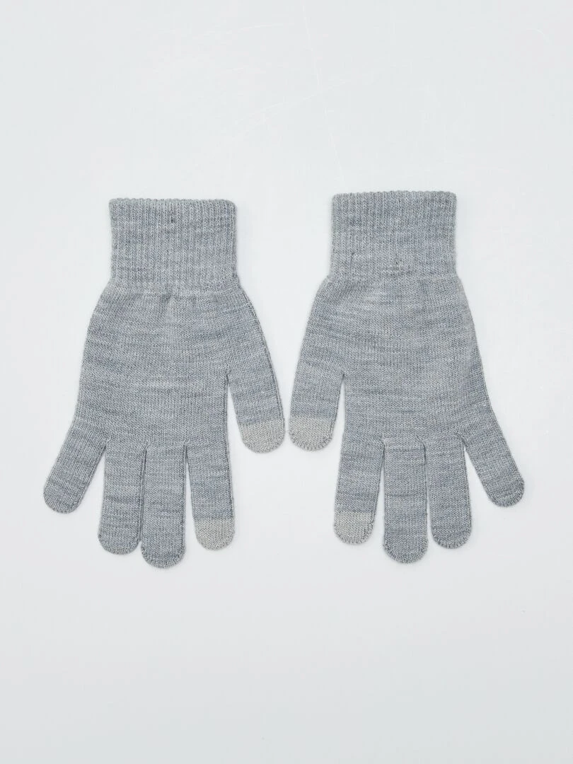 Lot de 2 paires de gants tactiles Gris/noir