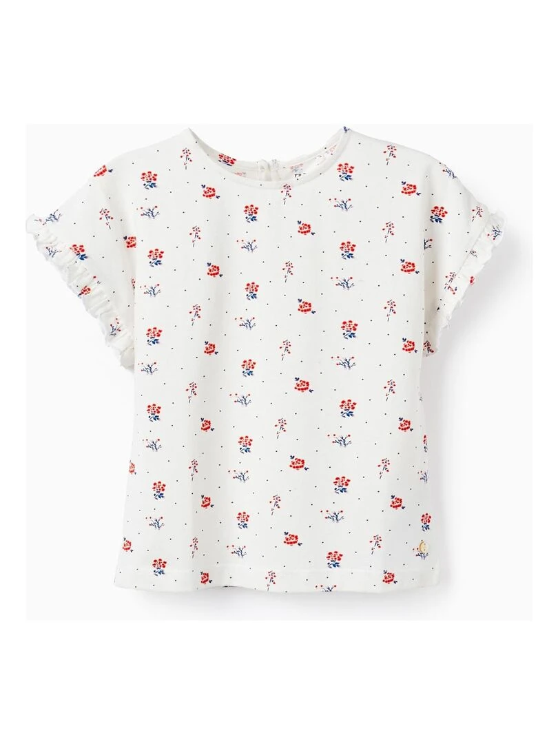 T shirt avec motif floral pour fille manches courtes PICASSO Beige clair