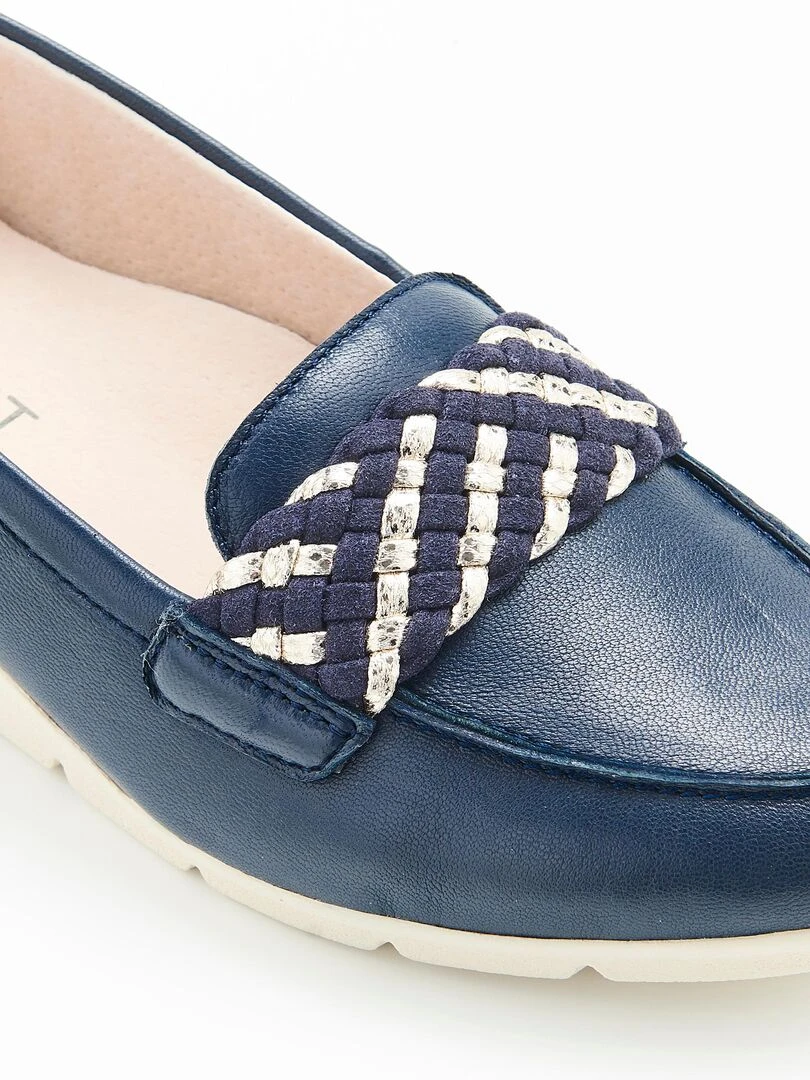 Mocassins compensées à patte fantaisie tressée Amortyl   Damart   Bleu marine