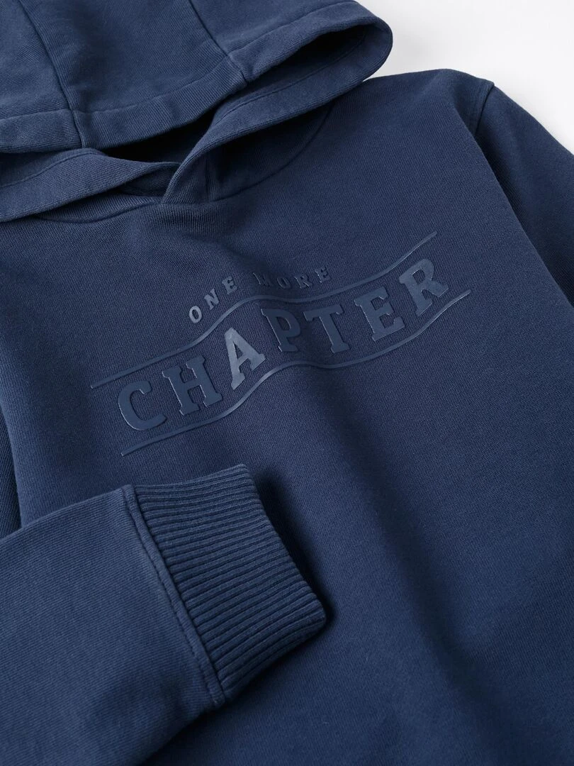 Boys' Cotton Hooded Sweatshirt 'Chapter'   LITERATURE CLUB   Bleu foncé