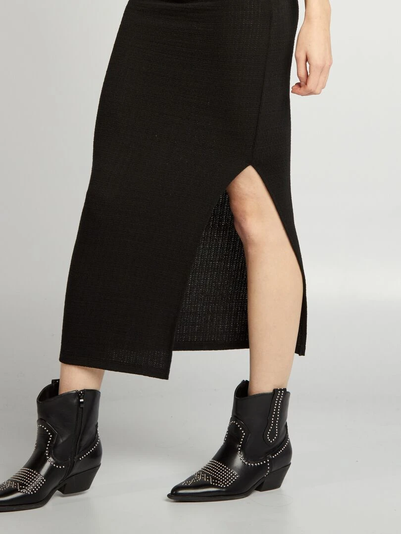 Jupe midi en maille   noir