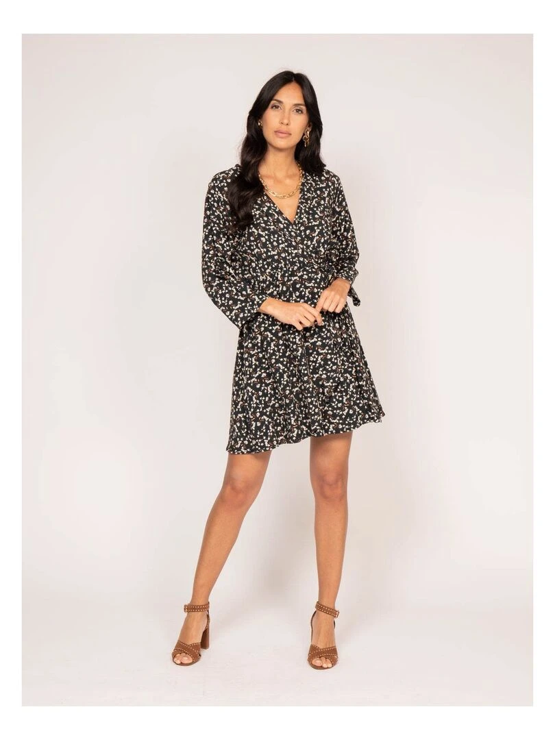 Robe courte portefeuille motifs INEO   Noir
