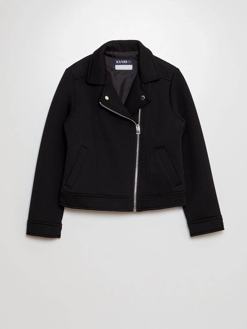 Veste en maille avec ouverture zippée asymétrique noir