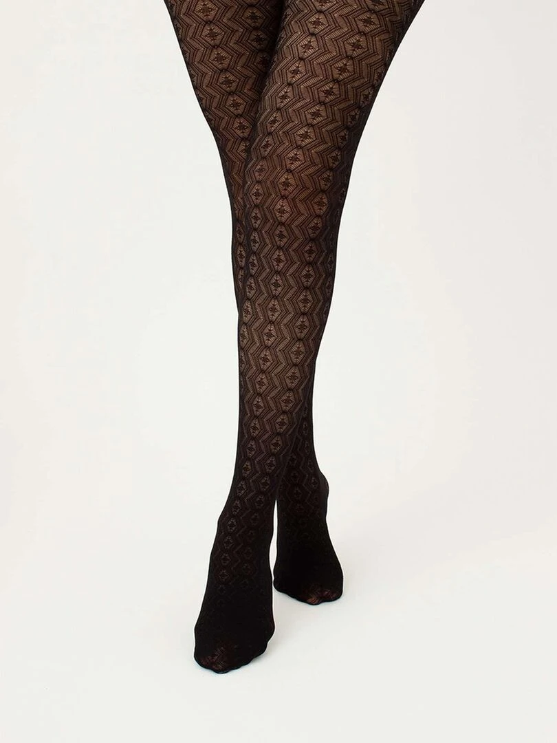 Giulia   Tissue 20den Collants à motifs géométriques   Noir   S   Noir