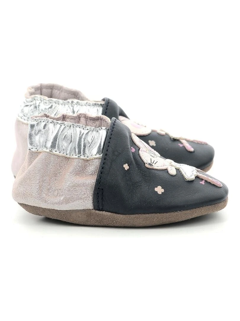 Chaussons Cuir Dancing Mouse Bleu marine