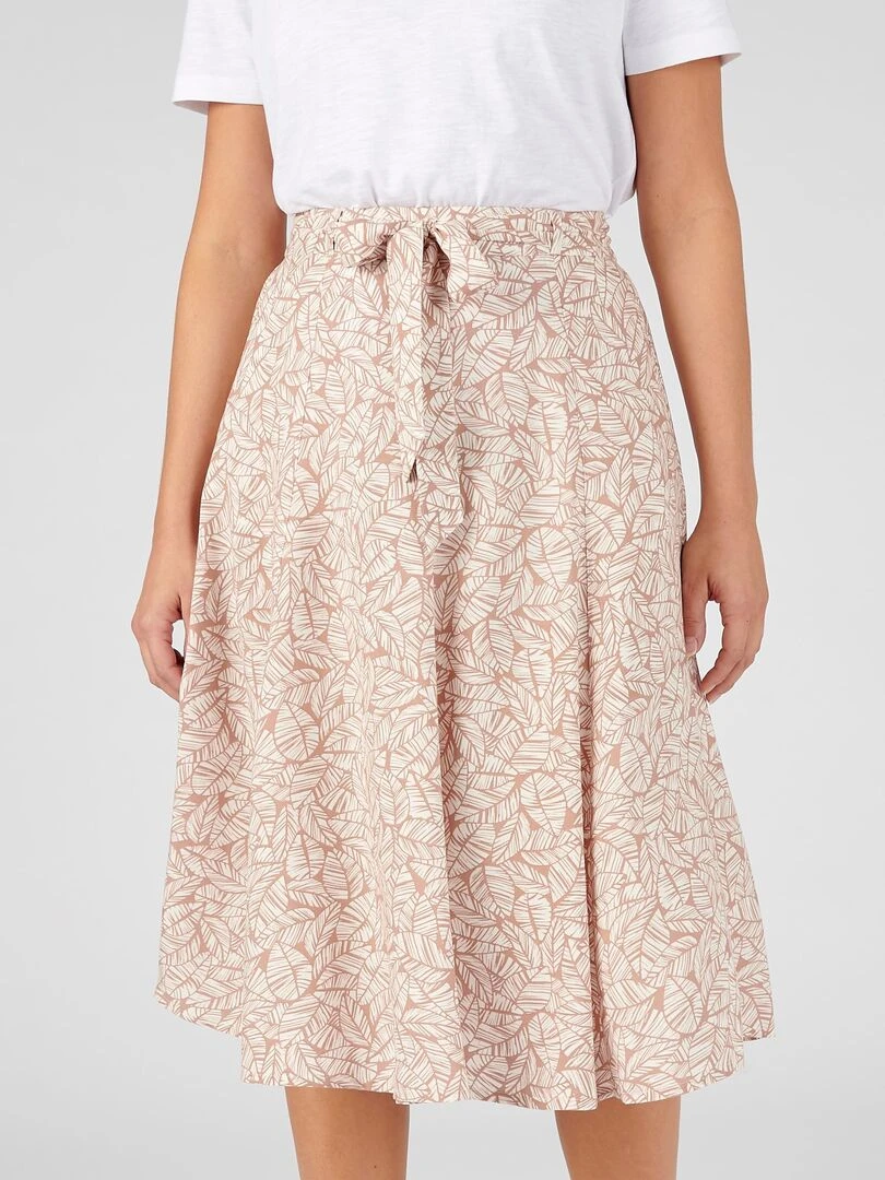 Jupe imprimée tissu fluide   Damart   Beige