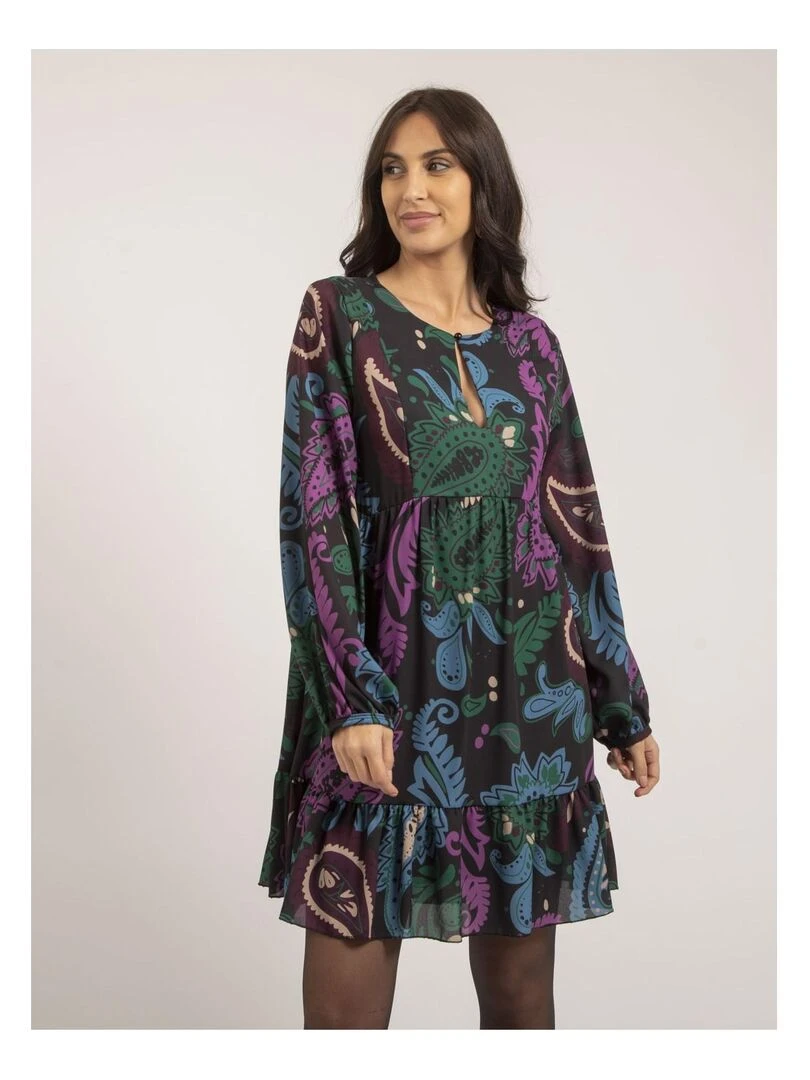 Robe courte motifs ILLONA Noir