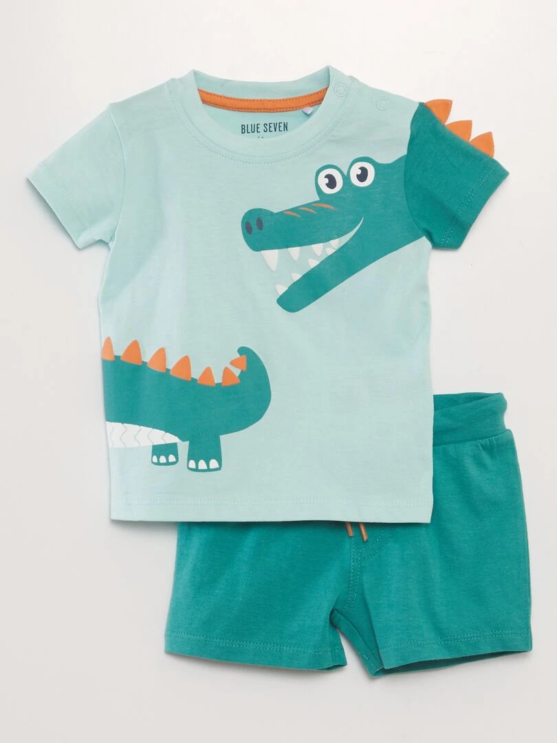 Ensemble t shirt + short fantaisie – 2 pièces Vert