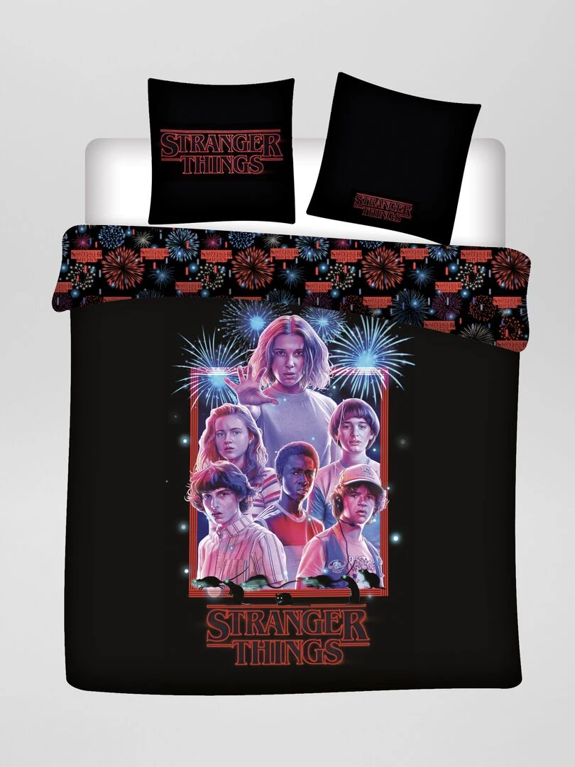 Parure de lit 'Stranger Things' 2 personnes noir