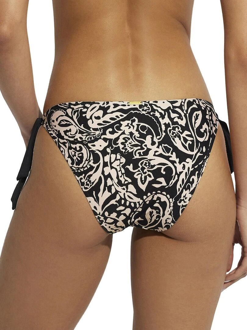 Bas maillot slip de bain taille basse à nouettes Creta Noir