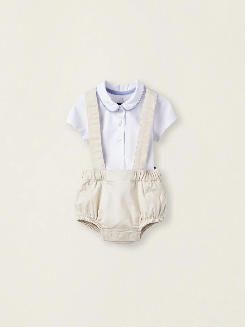 Body + Bloomer avec Bretelles Amovibles pour Nouveau Né ATLANTIC COMPANY Gris clair