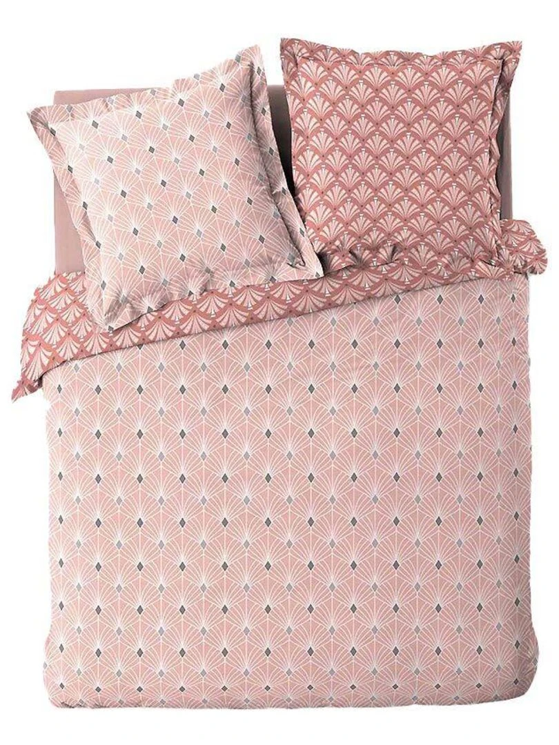 Housse de couette + 2 taies d'oreiller Meloe Rose