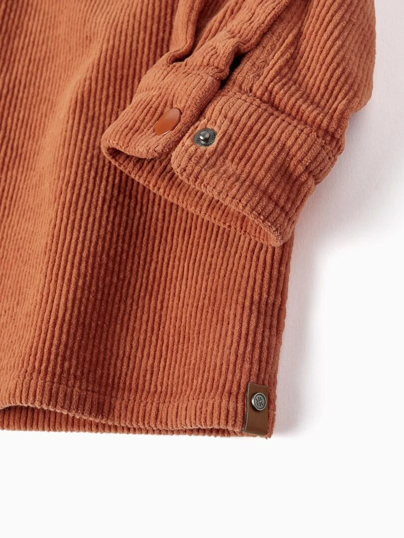 Surchemise en velours côtelé pour garçon manches longues  ACE CLUBS   Orange clémentine