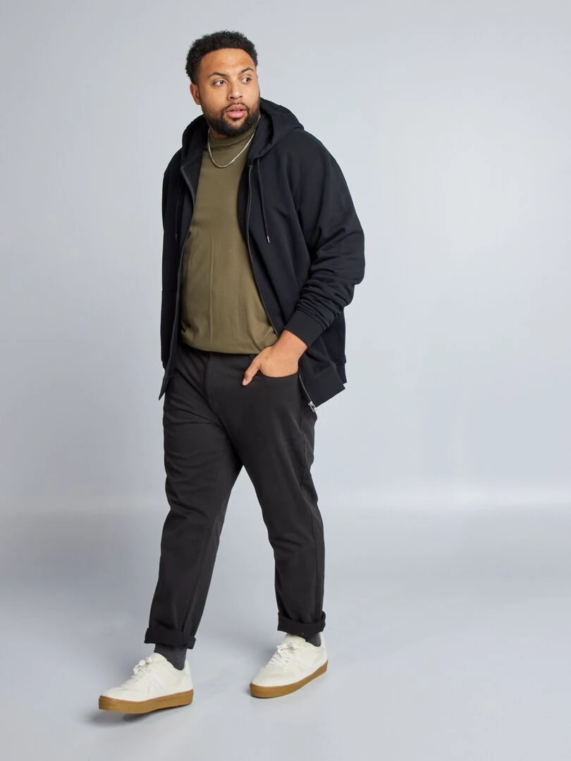 Sweat zippé en molleton à capuche   noir