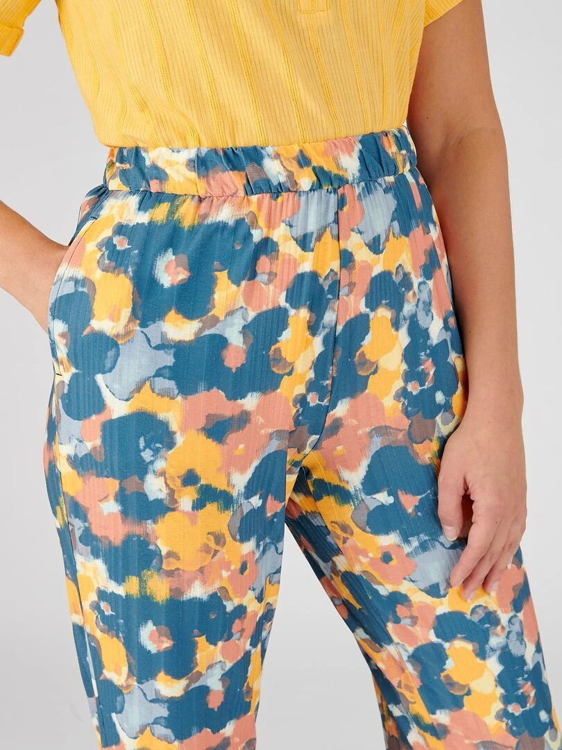 Pantalon imprimé maille côtelée Damart Bleu