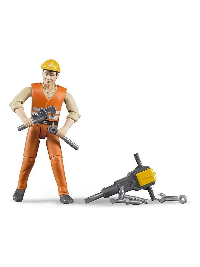Figurine ouvrier de chantier avec accessoires   N/A