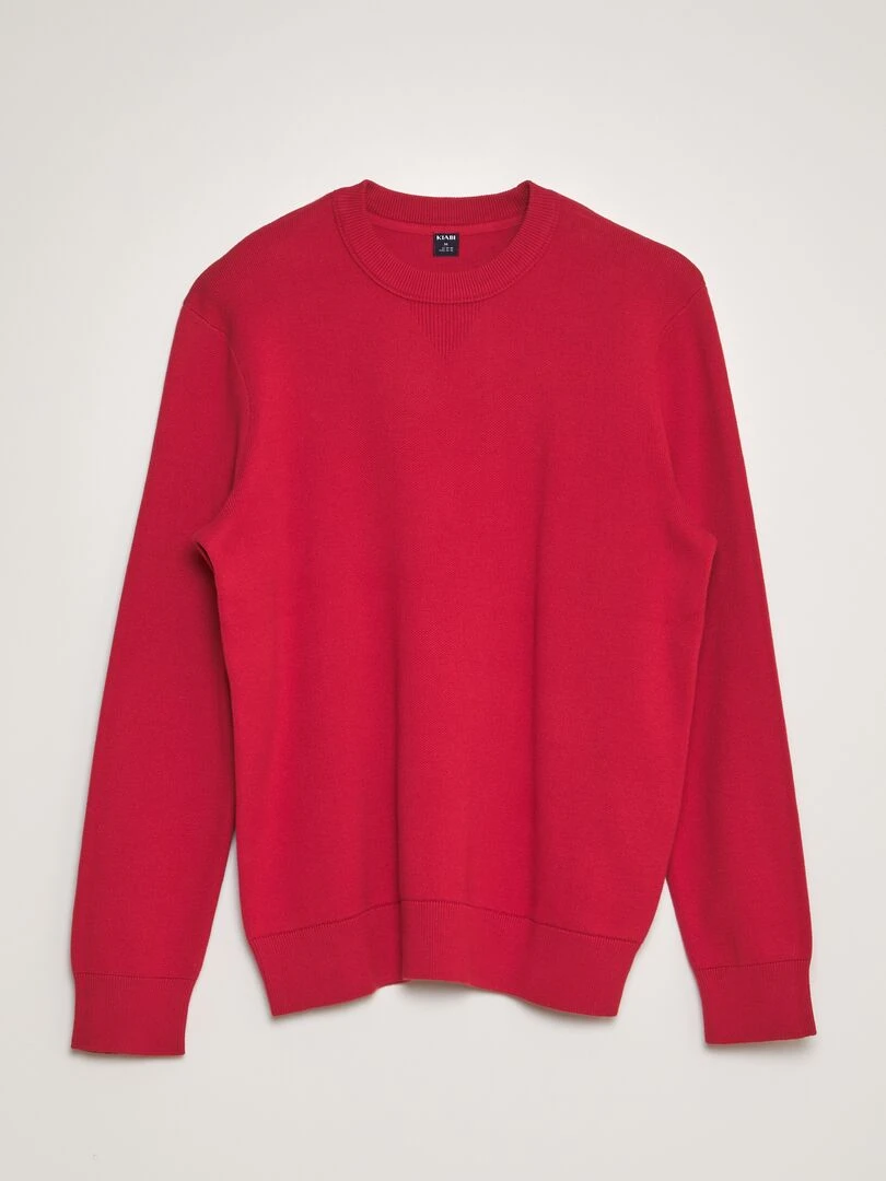 Pull en maille à col rond rouge