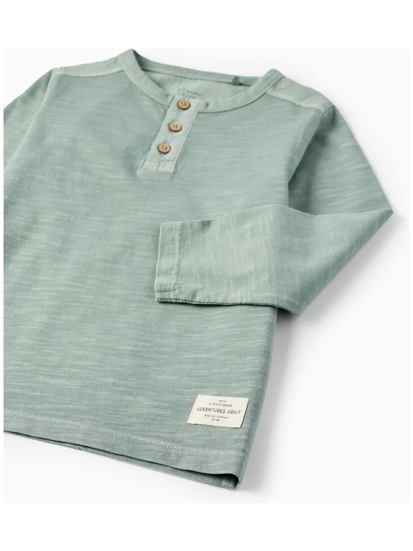 T shirt en coton pour bébé garçon manches longues SICILIAN DAYS   Vert clair