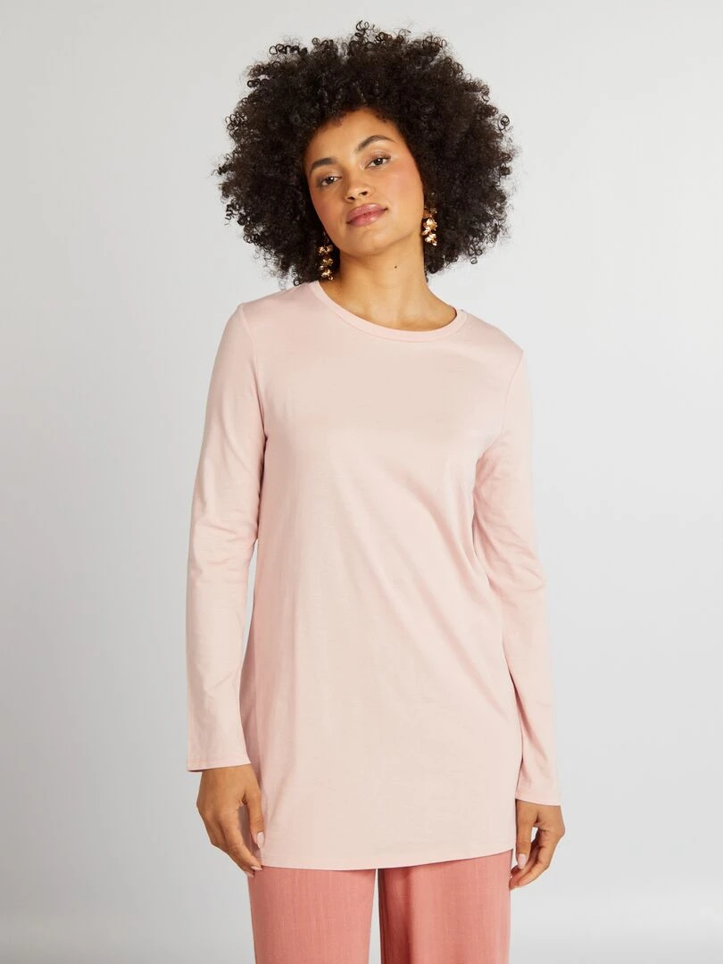 T shirt long à manches longues   Rose