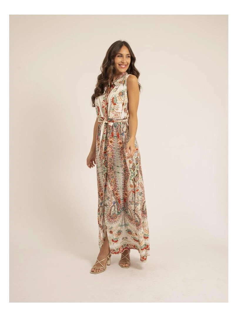 Robe chemise longue sans manches INORIA   Ecru