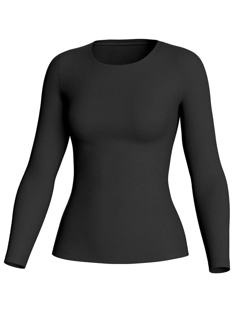 Tricot de peau col rond en laine et lyocell Premium Wool   Noir