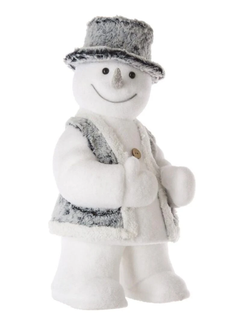 Décoration bonhomme de neige debout avec chapeau 50 cm Blanc