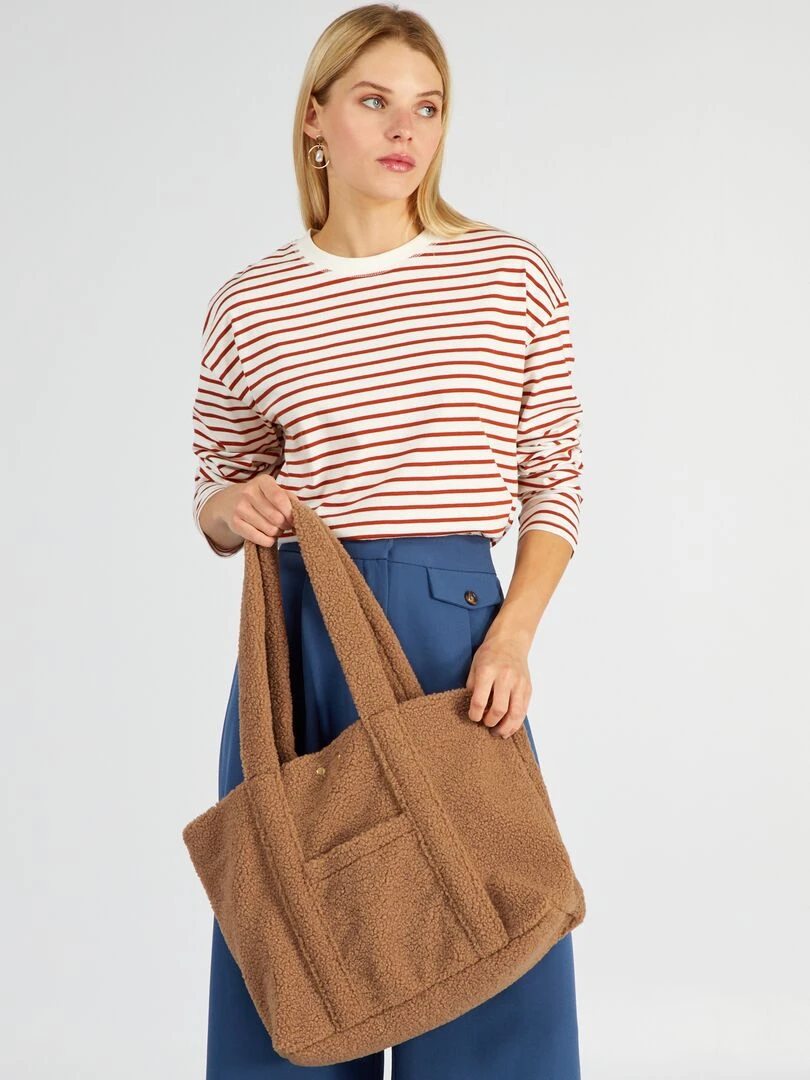 Cabas en sherpa Marron