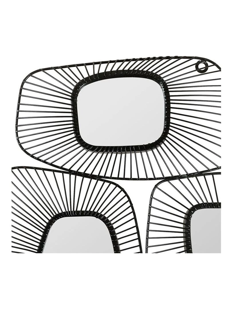 Décoration murale métal trio miroirs Noir