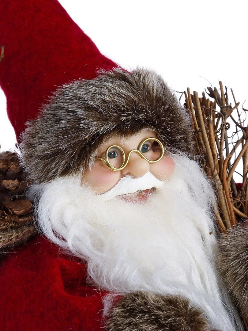 Décoration Père Noël marron sur luge 30 cm Marron