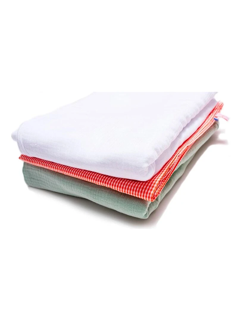 Housse de Matelas à Langer en Coton Bio Vichy   Orange