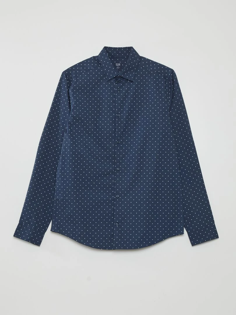 Chemise regular imprimé pois Bleu