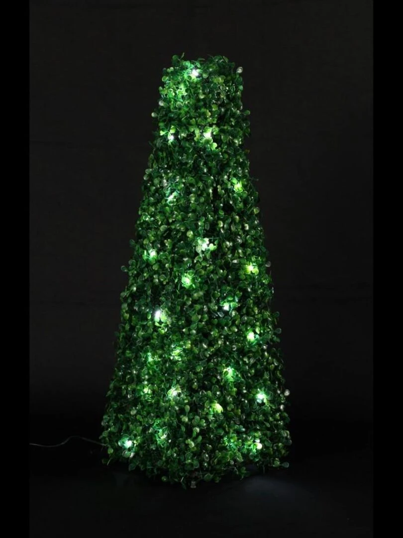 Cône de buis intérieur ou extérieur à poser 48 leds H65 piles Vert